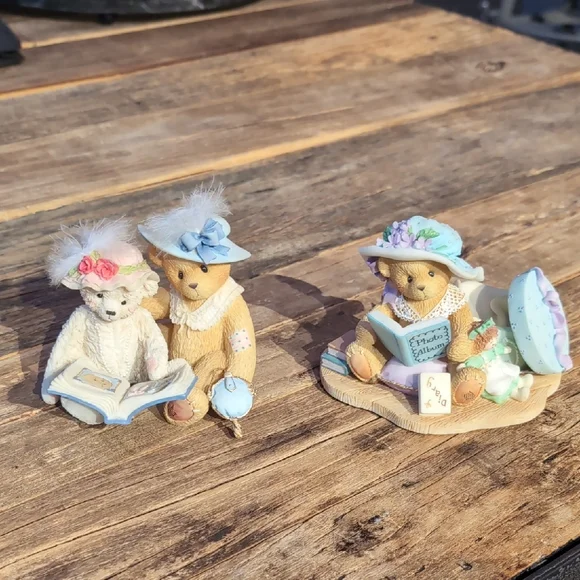 Cherished Teddies Limited Edition 2000 Brown and Cream Figurines - Picture 1 of 7